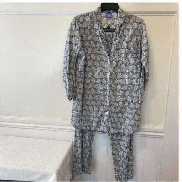 Pine Cone Hill Fine Linens Women's Gray Leaf Print Pajama Set Sz S NWOT - Picture 1 of 8